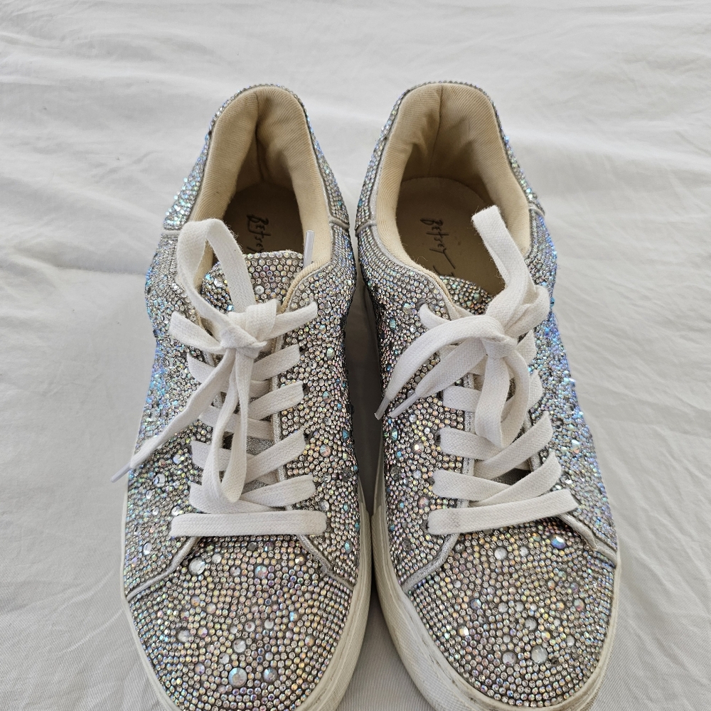 Betsey Johnson Sidny Rhinestone Sneakers 8M Wedding or Party
